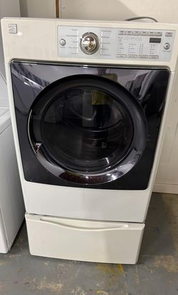 Kenmore Elite Front Load Dryer w/ Pedestal – White, Sanitize Cycle