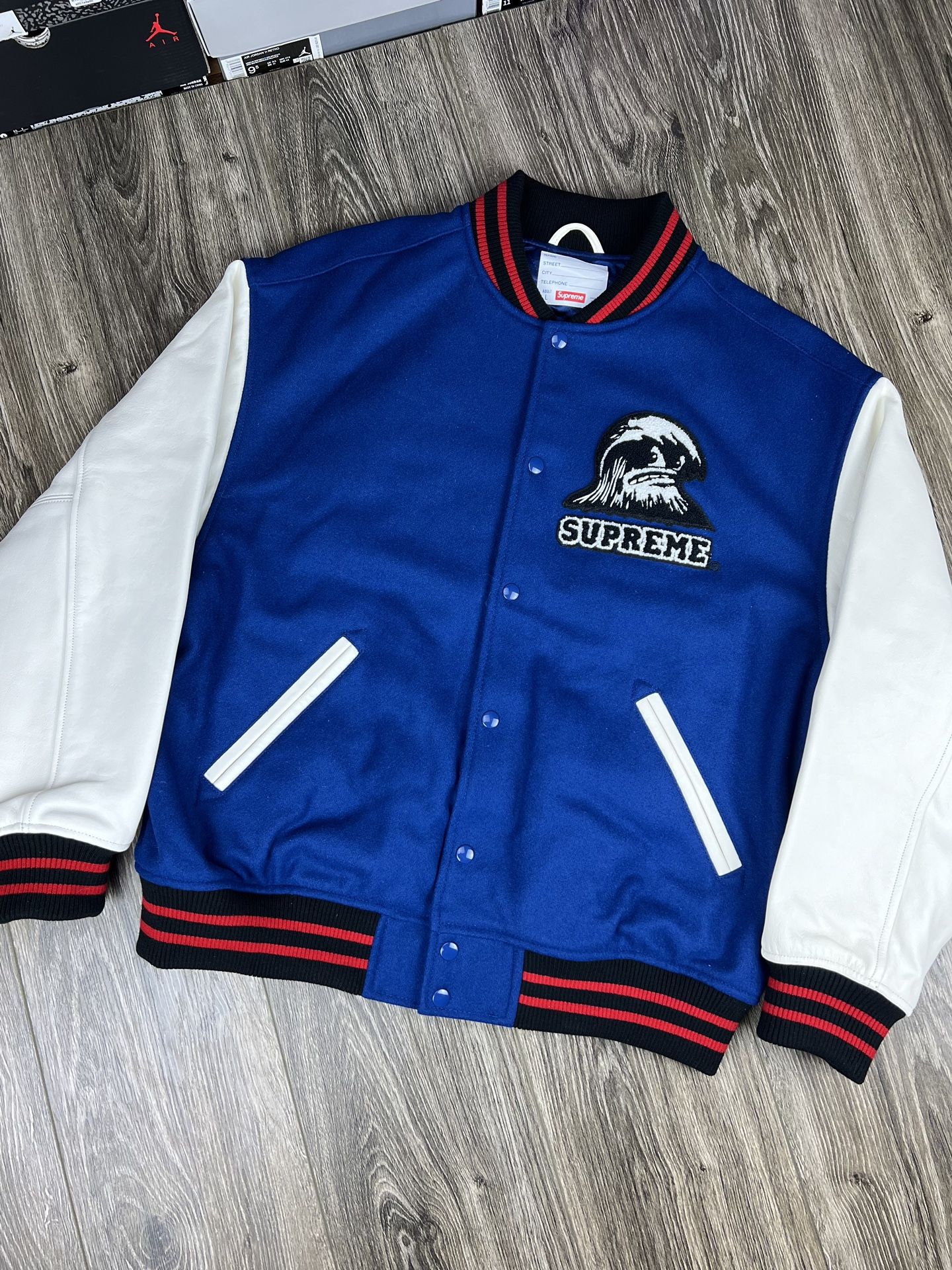 Supreme Wave Varsity Jacket ‘Blue’ Brand New