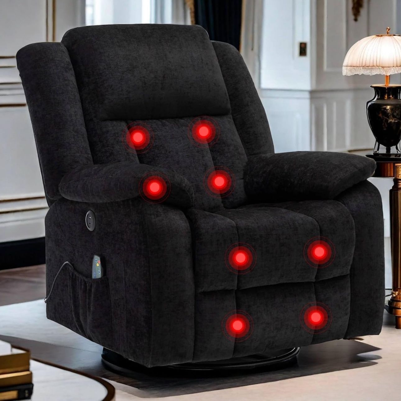 Korser Rocker Recliner Chair, Glider Recliner Chairs for Adults, 360° Swivel Recliner with Massage