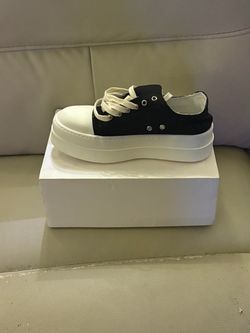 Black and White Platform Low-Top Sneakers