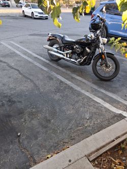 Black Cruiser Motorcycle with Chrome Exhaust