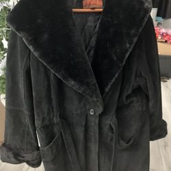 Winter Coat Suede &Faix Fur Collar, Hoodie & Wrist