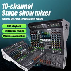 99 DSP Effects Professional 10 channel Audio Mixer: Digital DJ Mixing Console With48V Phantom Power - Ldeal For Recording, Podcasting, Podcast Mixer, 