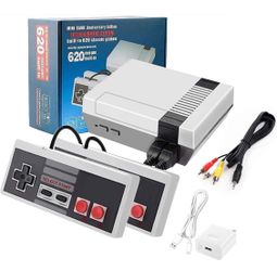 Link Retro Mini Gaming Console with 620 Games 8 Bit Game System Built In 2 Controllers AV Output Nostalgia For Kids & Adults