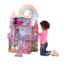 Kidkraft Rainbow Dreamers Unicorn Mermaid Wooden Dollhouse With 15 Accessories