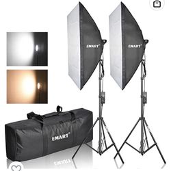 Softbox Lighting Kit, Backdrop + Stand