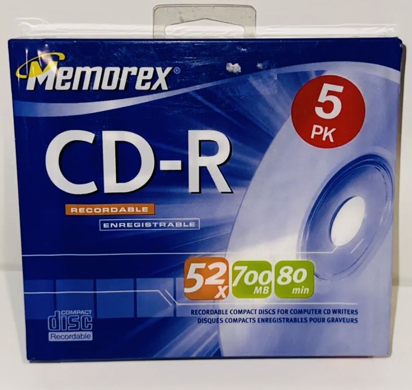 Memorex CD-R 52X 700 MB 80 Min 5 Pack New in Plastic