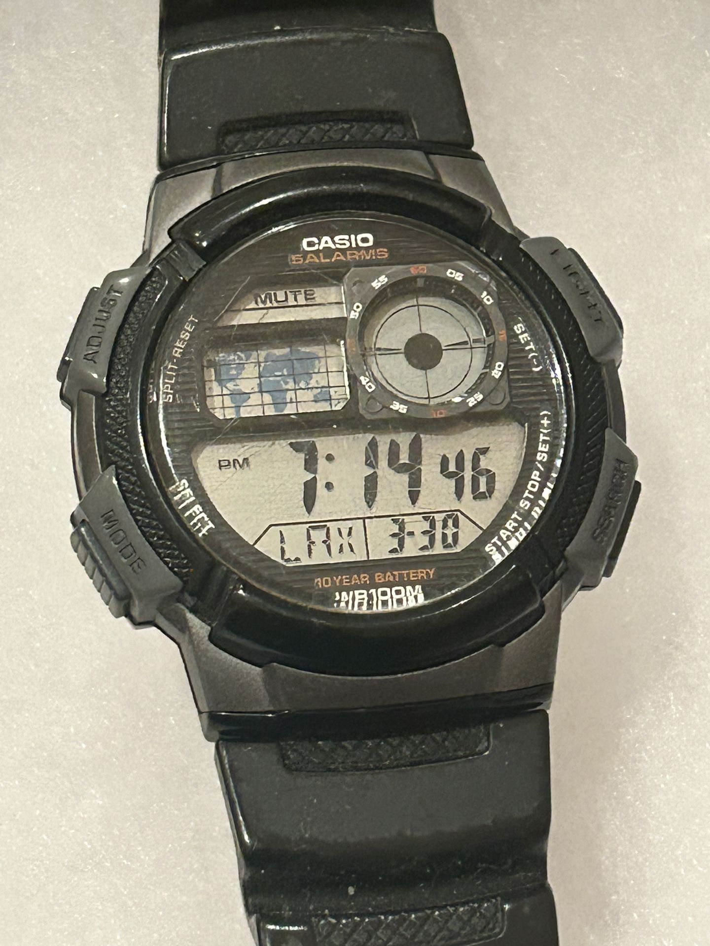 Casio AE1000W-1BWT, Illuminator Watch, 5 Alarms, 10 Year Battery, World Time-