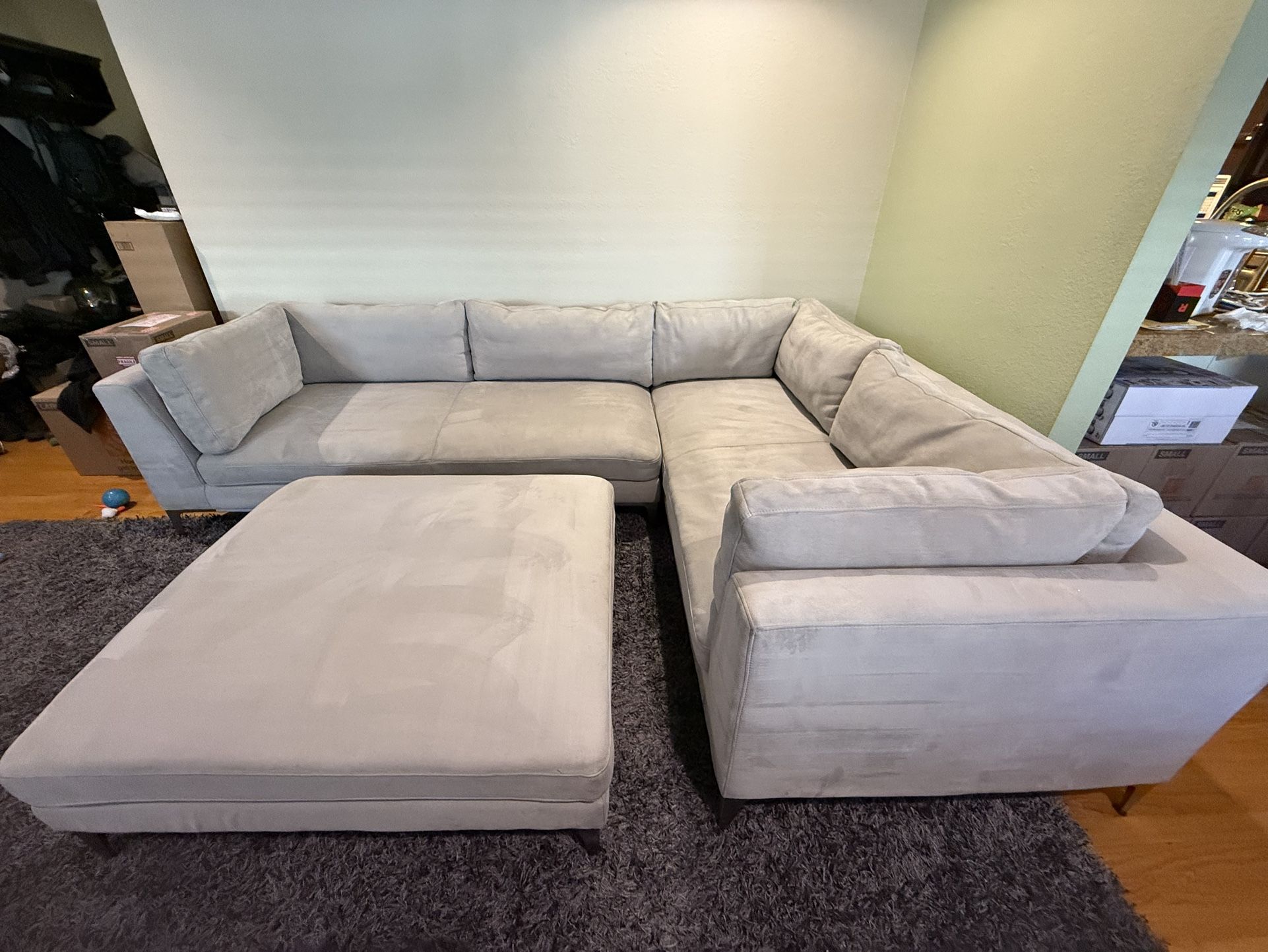 Sectional Couch + Ottoman – Professionally Cleaned!