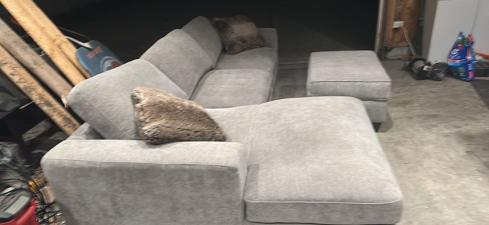 Sectional 2 Piece Couch With Storage And Ottoman