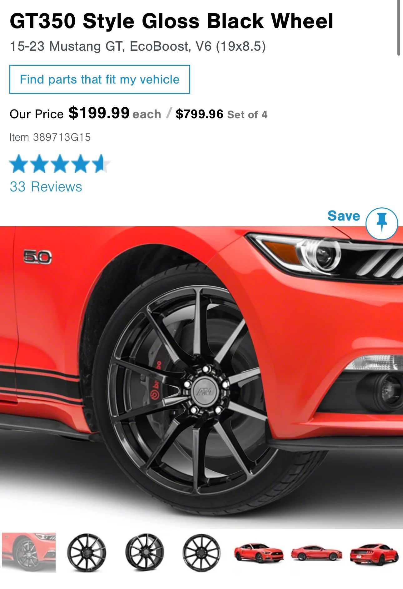 Ford Mustang Gt350 Wheels (2 Only) 