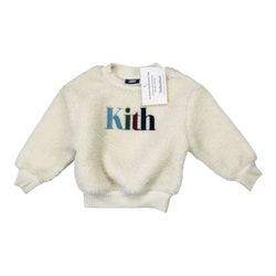 KITH Logo Sherpa Crewneck 2T 2 Toddler White Sweatshirt Pullover Bogo Box Spell