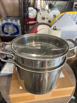 Stainless Steel Steamer Pot with Glass Lid - Like New