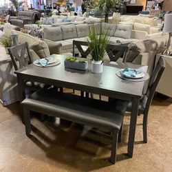 Dining Set Table With 4 Chairs & Bench