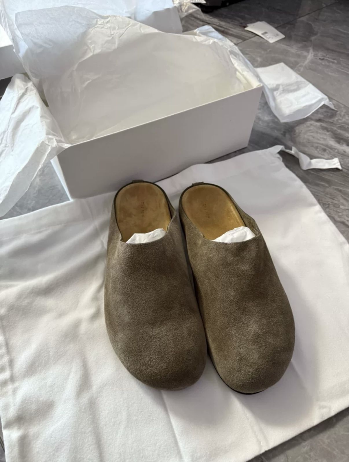 The Row Hugo Slide In Suede Size 42 Color Brown Ash
