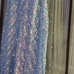 Petra Blue Sequined Long Formal Bedazzled Dress Size Small