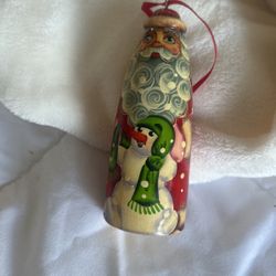 Folk Art Hand Painted Wooden Santa Tree Decorate 