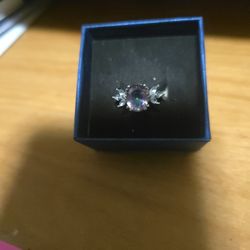 Size 5  Sterling Silver pink Topaz Ring