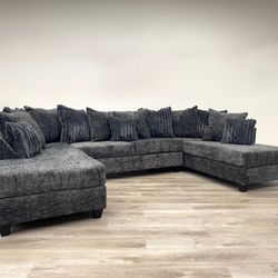 🔥 411 Charcoal Double-Chaise Sectional — Only $1649! 🔥