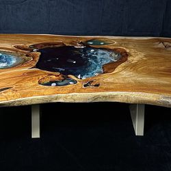 Ocean Theme Teak Slab ~ Perfect For Coffee Tables, Small Dining Tables, Desk Or Wall Art! 