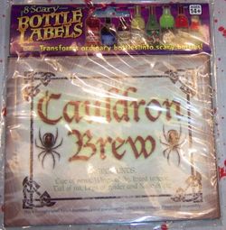 Halloween Scary Bottle Labels 8-Pack wine prop
