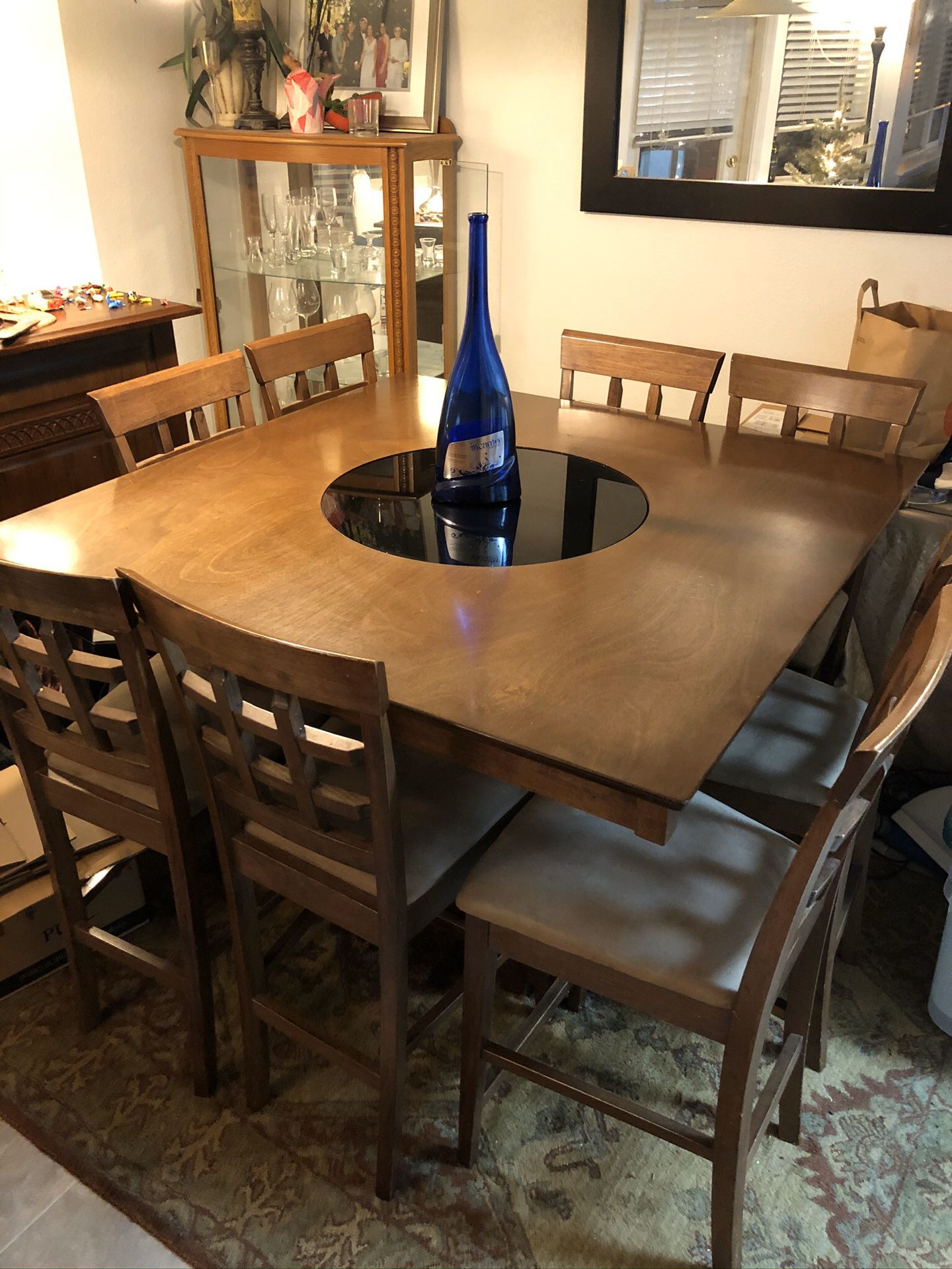 Table /kitchen/bar counter height with 8 chairs
