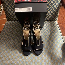 Beautiful Black suede Heels With Gold Trim  7 1/2M