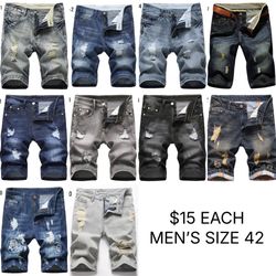 $15 EACH: MEN’S SIZE 42 DENIM JEAN SHORTS