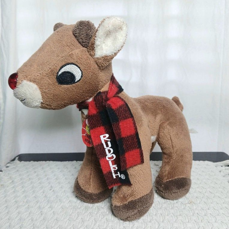 Rudolph The Red Nosed Reindeer Plush Toy Plays Music and Light Up Nose Christmas