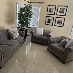 Velvet sofa and armchair set ( like new  in excellent condition )