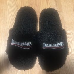 Balenciaga fur slides