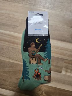 Sock It To Me Mens Sasquatch Campout Novelty Crew Socks 