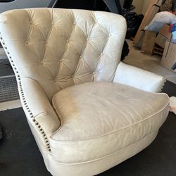 Pottery Barn Cardiff Leather  Armchair with Nailheads