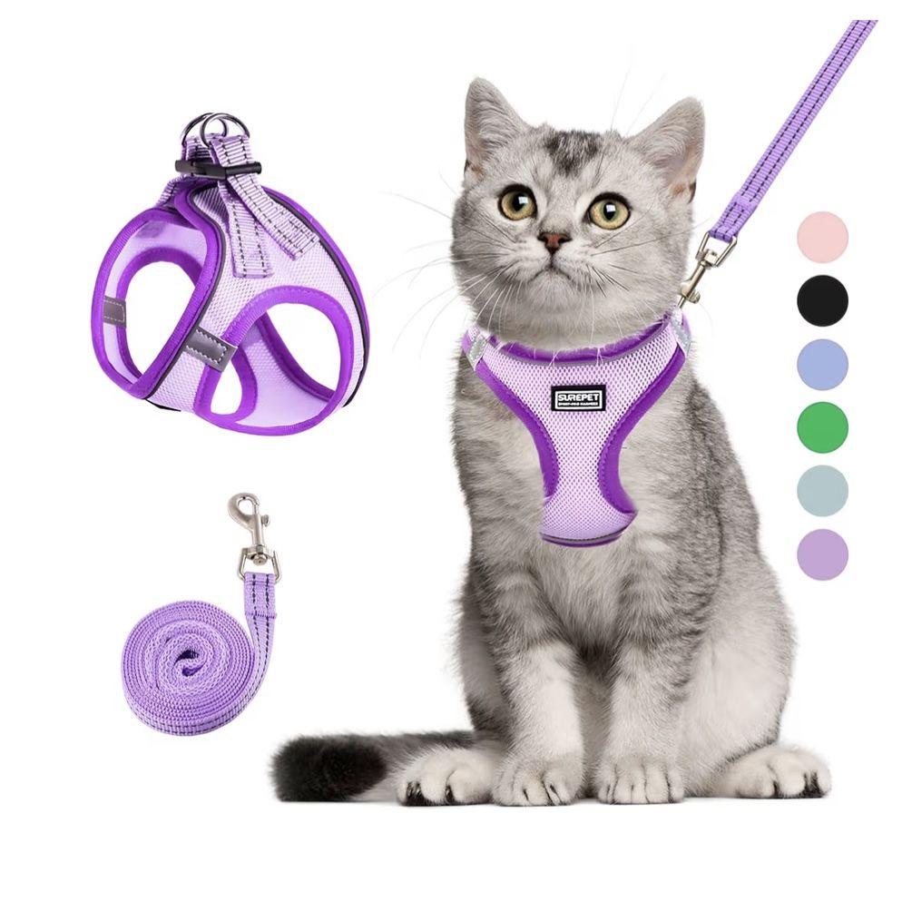 Brand New Cat Harness and Leash Set, Soft and Breathable Vest with Reflective Strip, Escape Proof Kitten Harness, Easy to Wear