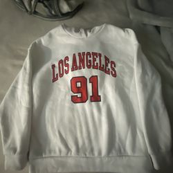 White and red Los Angeles cozy sweater#Los Angeles 