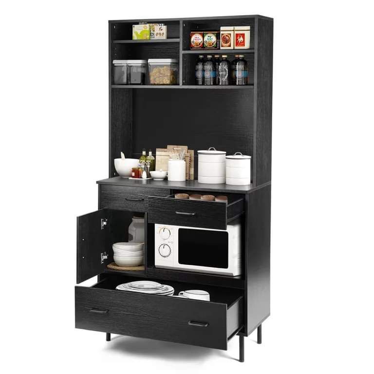 Freestanding Kitchen Pantry, Pantry Cabinet Storage Cabinet with Door and 5 Adjustable Shelves