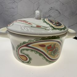 (1) Beautiful Tabletops Unlimited Misto Multi Paisley Individual Casserole and Lid. Material: CeramicDimensions: Approximately 4 inches in width and 2