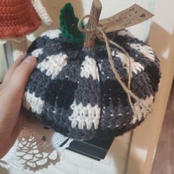 Crocheted Buffalo Plaid Pumpkin 🎃 