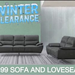 Winter Clearance. Valencia, Black Sofa And Loveseat Set Only $499. Easy finance option. Same-day delivery.