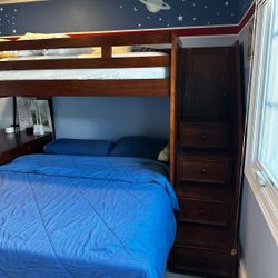 Solid Wood Bunk Bed With Desk And Stairs