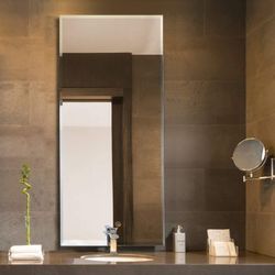 Mirror, 18"x40"Inch Rectangle Beveled Polish Frameless Wall Mirror with Hooks, NEW