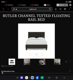 Mitchell Gold Butler Bed in Performance vintage velvet