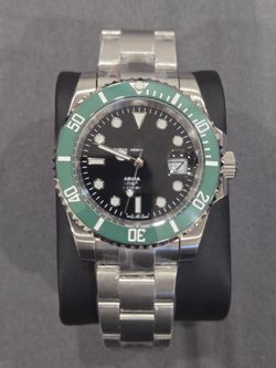 Mens Luxury Stainless Steel Watch Black Dial