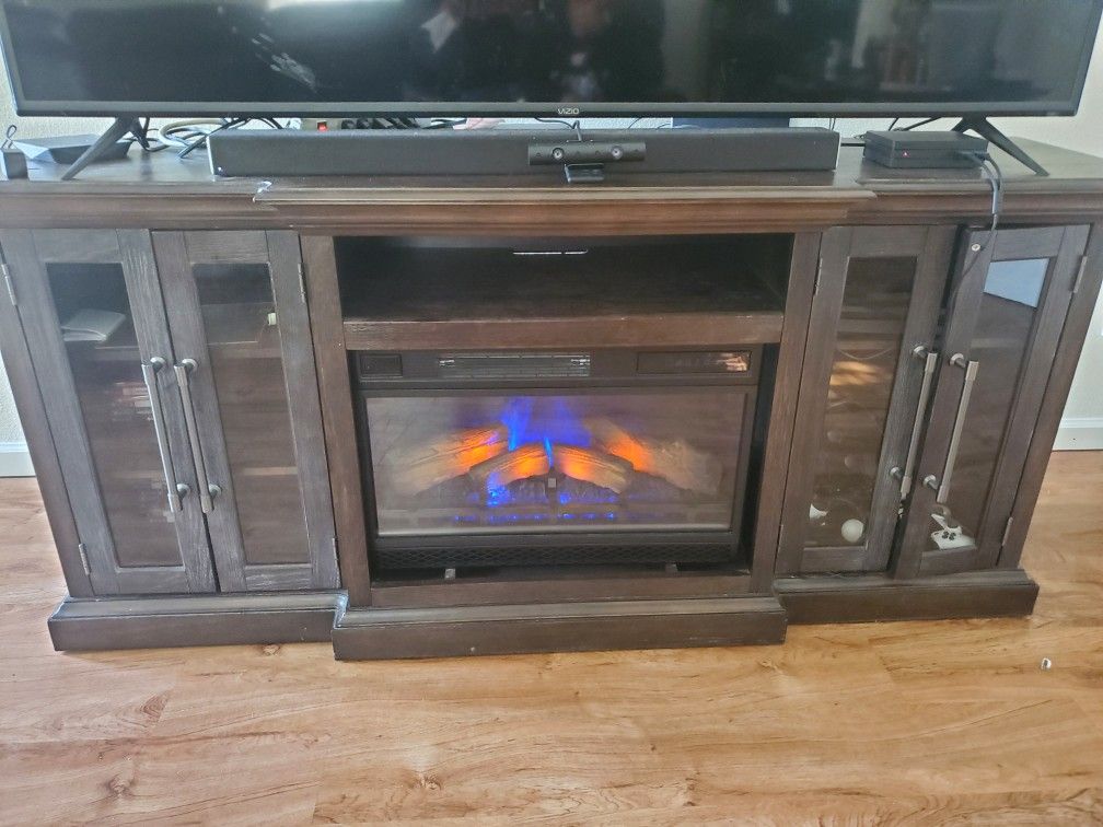 72 inch TV stand with Fire place.