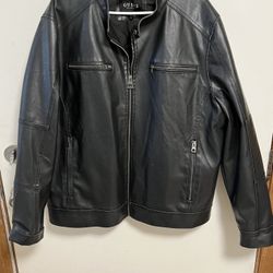 Guess Men’s Leather Coat Jacket