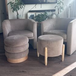Accent Chair And Ottoman Upholstered 