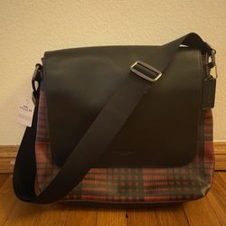 Authentic Coach Small Messenger Bag, Twill Plaid