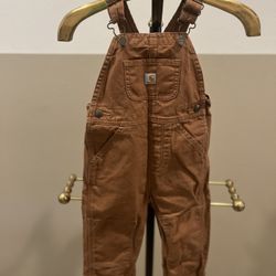Carhartt Kids Duck Washed Canvas Bib Overalls Brown OX8609-B Size: 24M 24 months