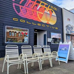 Vintage Set of 4 Vinyl Strap Patio Chairs