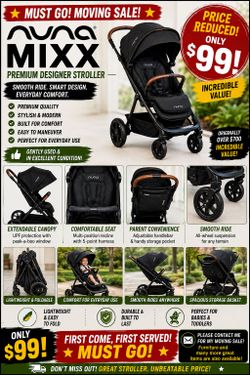 NUNA MIXX
HIGH-END DESIGNER STROLLER
🔥 PRICE REDUCED — ONLY $99! 🔥
Premium NUNA MIXX Designer Stroller in Black, originally purchased from Nordstrom